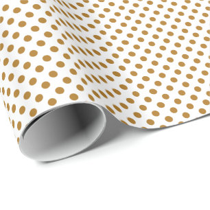 Papier Cadeau Matte Gold Pois en blanc
