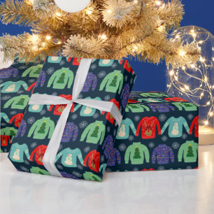 Papier Cadeau Mauvais pulls Illustration de Noël Flocons de neig