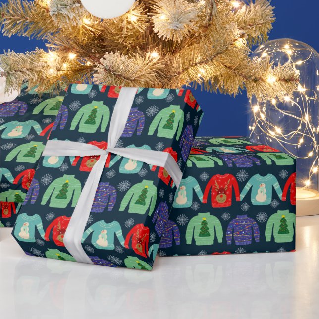 Papier Cadeau Mauvais pulls Illustration de Noël Flocons de neig (Vacances)
