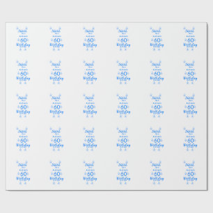 Papier Cadeau Mauve blanche bleu shhh nom floral 60e anniversair
