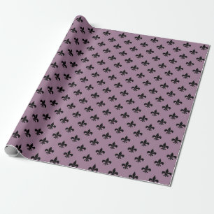 Papier Cadeau Mauve et noir motif fleur de lis antique de Paris