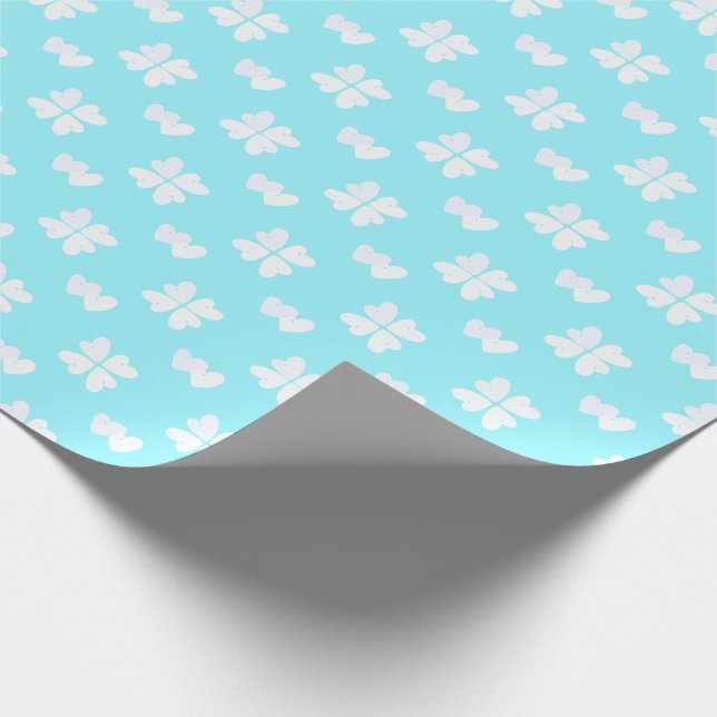 Papier Cadeau Mazipoodles Coeurs Blancs Sur Turquoise Bleu (Coin)
