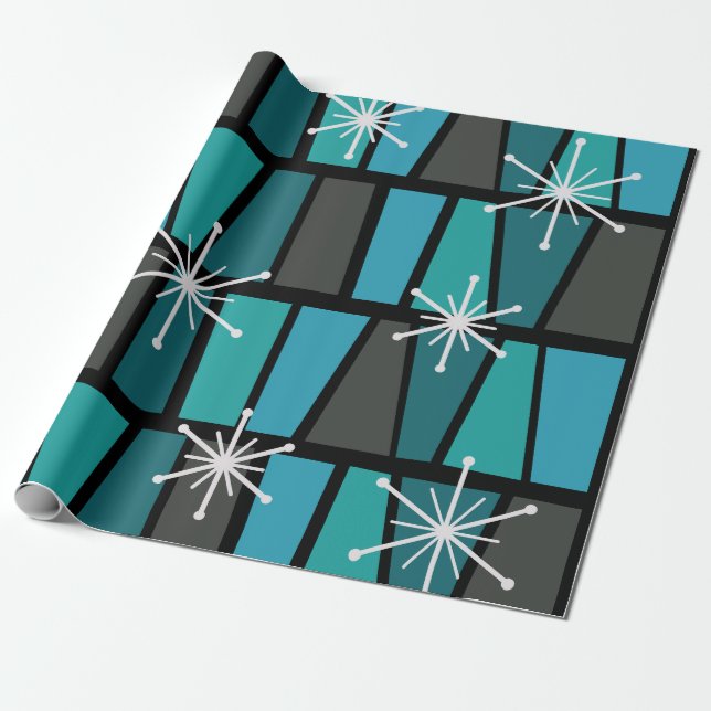 Papier Cadeau MCM géométrique Abstrait Turquoise Turquoise (Déroulé)