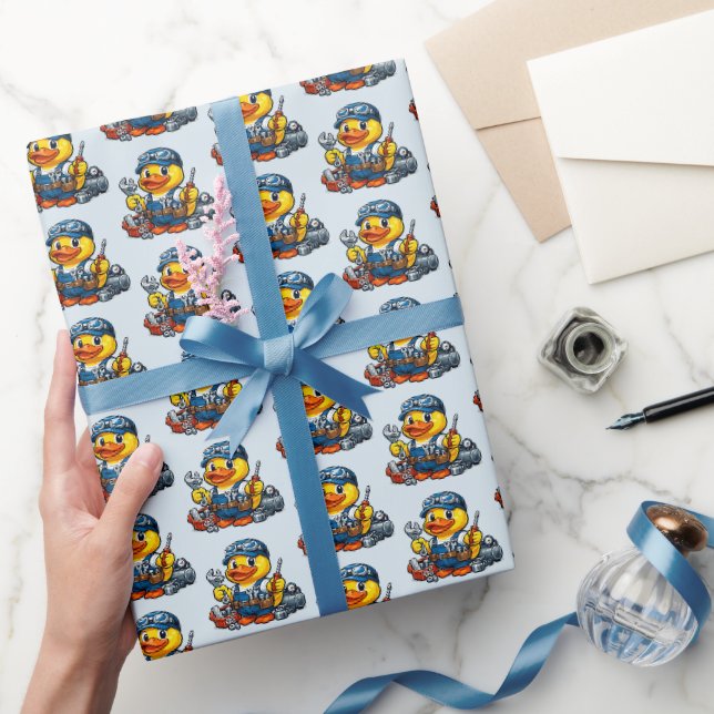 Papier Cadeau Mécanicien Canard en Caoutchouc (Cadeaux)