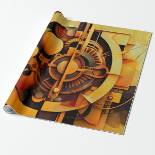 Papier Cadeau Mécanisme doré abstrait Steampunk