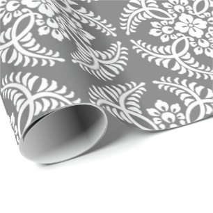 Papier Cadeau Médaillon japonais Motif, gris / gris et blanc