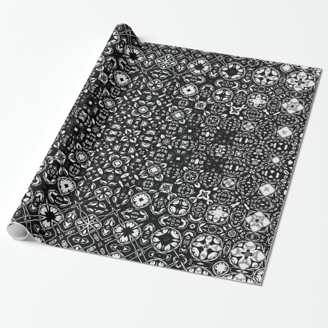 Papier Cadeau Médaillon Médaillon Motif noir et blanc (Déroulé)