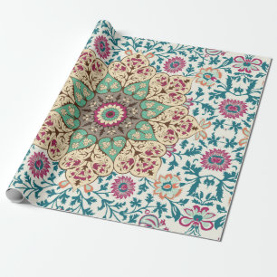 Papier Cadeau Médaillon Vintage de motif multicolore en turc,