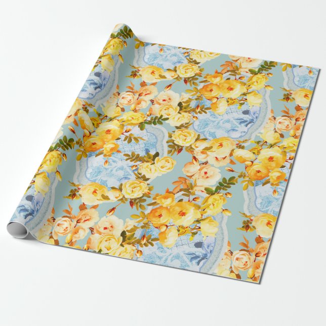 Papier Cadeau Médaillons et Roses (Déroulé)