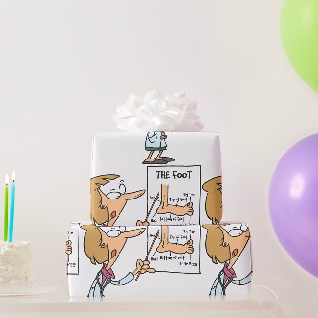 Papier Cadeau Médecin drôle enseignant l'anatomie du pied (Créateur téléchargé)