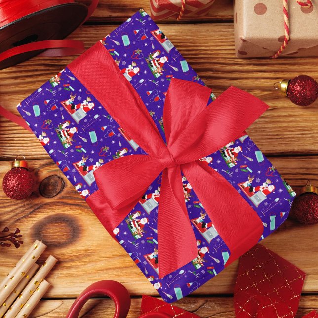 Papier Cadeau Médicale docteur Noël avec Père Noël (Créateur téléchargé)