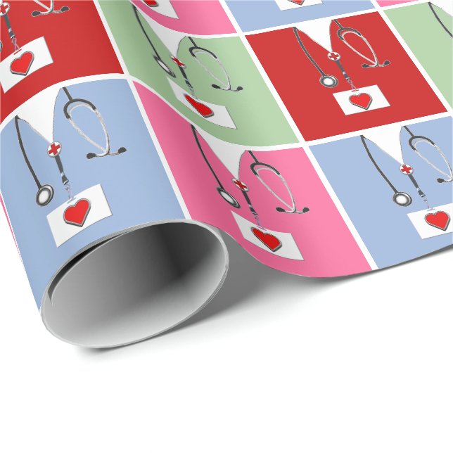 Papier cadeau Médicale pour médecin ou infirmière (Coin rond)