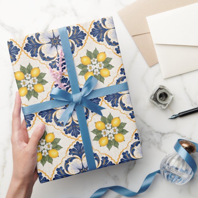 Papier Cadeau Mediterranean Lemon Tile Italian Talavera (Cadeaux)
