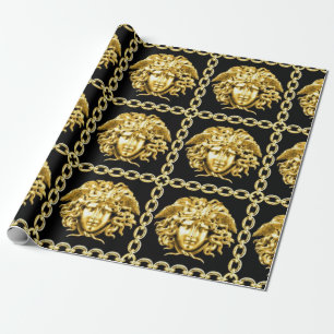 Papier Cadeau Méduse enchaînée noir et or
