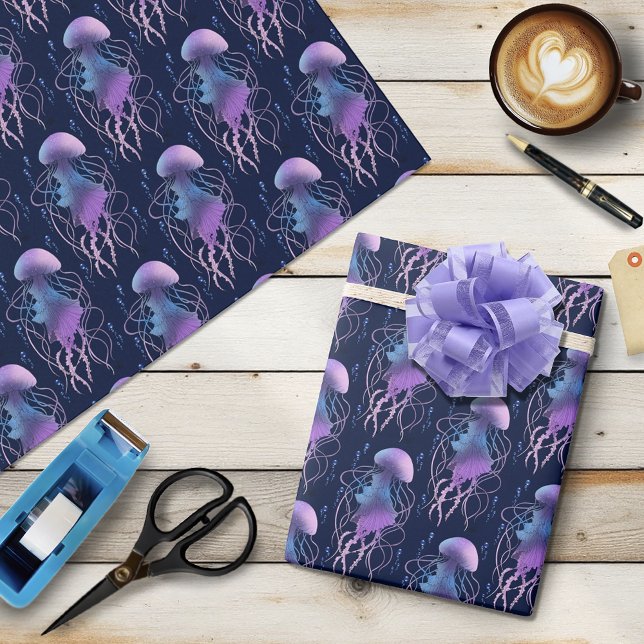 Papier Cadeau Méduse Éthérée Violet Bleu (Créateur téléchargé)