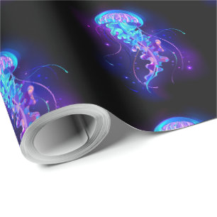 Papier Cadeau Méduse vibrante aux couleurs lumineuses