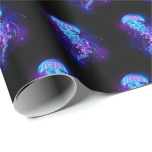 Papier Cadeau Méduse vibrante aux couleurs lumineuses
