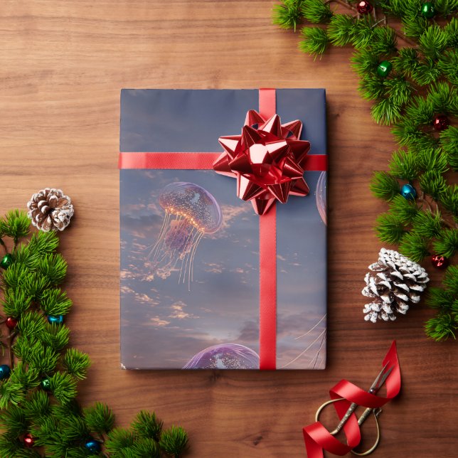 Papier Cadeau Méduses lumineuses dans les cieux du coucher de so (Cadeau de vacances)