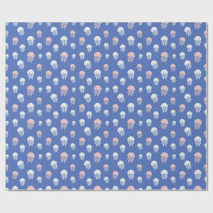 Papier Cadeau Méduses sur fond bleu