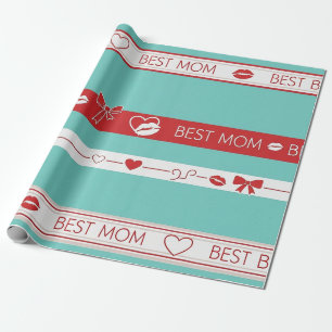 Papier Cadeau Meilleur motif d'amour pour maman d'art pop vintag