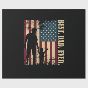 Papier Cadeau Meilleur Papa Avec Nous Drapeau Américain Vintage