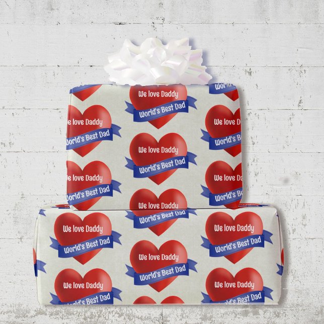 Papier Cadeau Meilleur papa du monde Ajouter le nom ou le texte  (Créateur téléchargé)