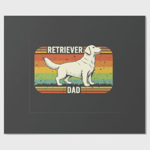 Papier Cadeau Meilleur Papa Golden Retriever Vintage Papa Chien