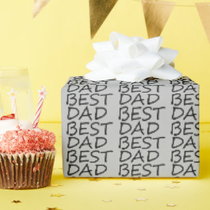 Papier Cadeau Meilleur papa gris noir moderne cadeau Fête des pè