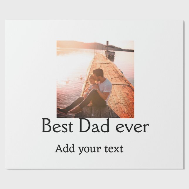 Papier Cadeau Meilleur papa jamais ajouter nom image fête des pè (Plat)