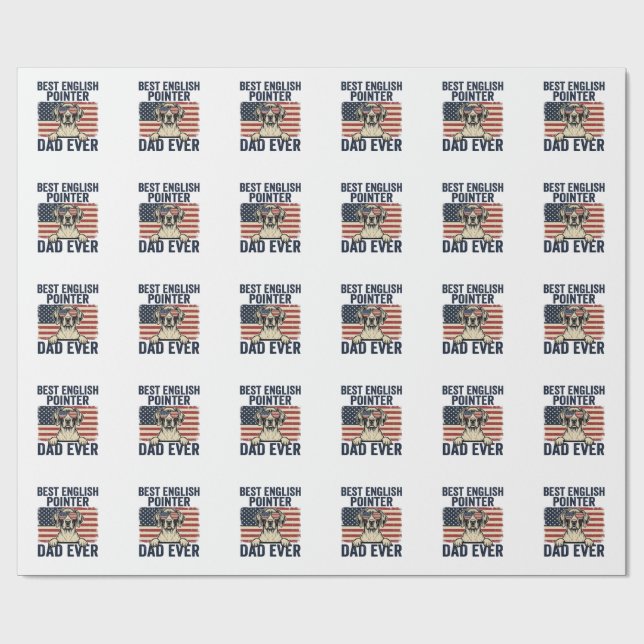 Papier Cadeau Meilleur Papa Pointer Anglais de tous les temps Ch (Plat)