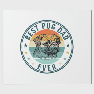 Papier Cadeau Meilleur Papa Pug Ever Vintage Gravure T-Shirt Chi
