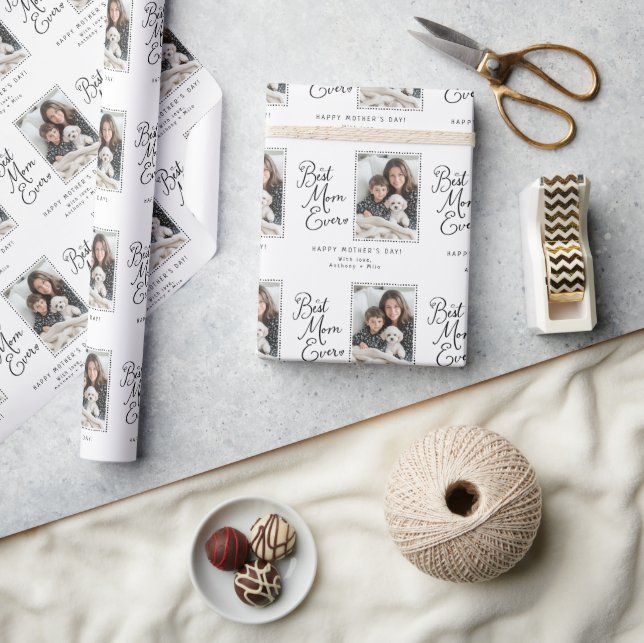 Papier Cadeau Meilleure maman jamais personnalisée Photo Fête de (Artisanat)