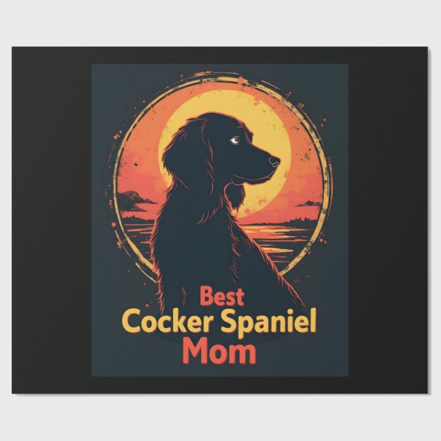 Papier Cadeau Meilleure mère de chien Maman - T-Shi Cocker Spani (Plat)