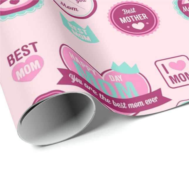 Papier Cadeau Meilleure mère jamais Motif (Coin rond)