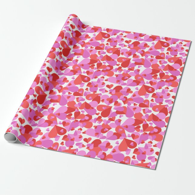 Papier Cadeau Mélange Coeurs Confetti (Déroulé)