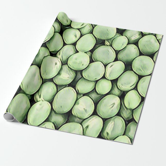 Papier Cadeau Mélange Motif de pilules de pois vert (Déroulé)