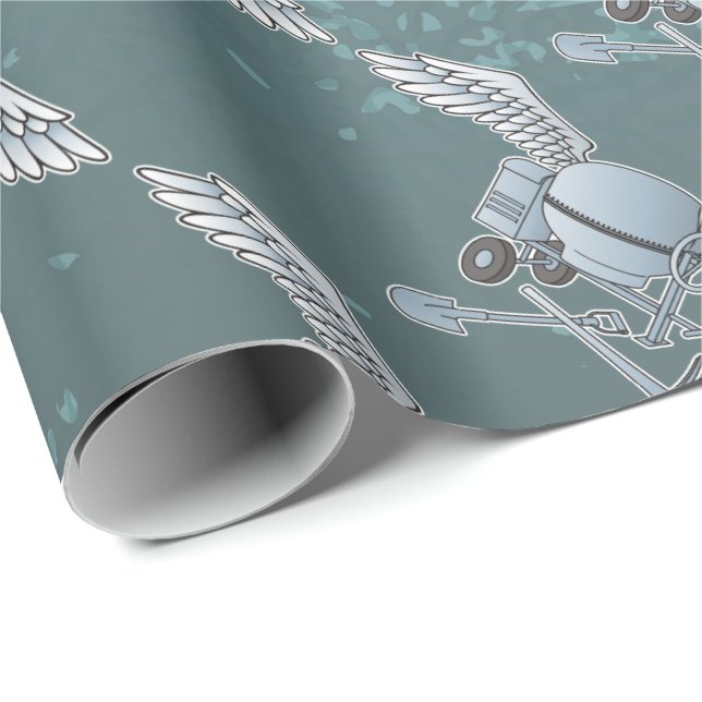 Papier Cadeau Mélangeur de béton bleu-gris (Coin rond)