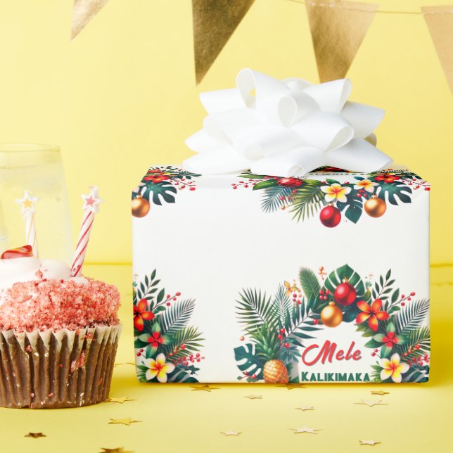 Papier Cadeau Mele Kalikimaka - Noël Tropical (Fête d'anniversaire)