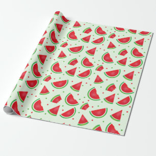 Papier Cadeau Melon Watermelon Fruit Motif Été Vert clair