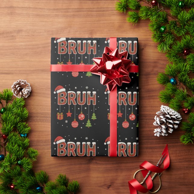Papier Cadeau Mème de Bruh Drôle Frère Salutation Noël (Cadeau de vacances)