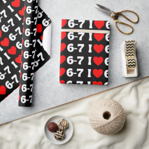 Papier Cadeau Mème drôle Six Sept « J'aime 6-7 » Motif
