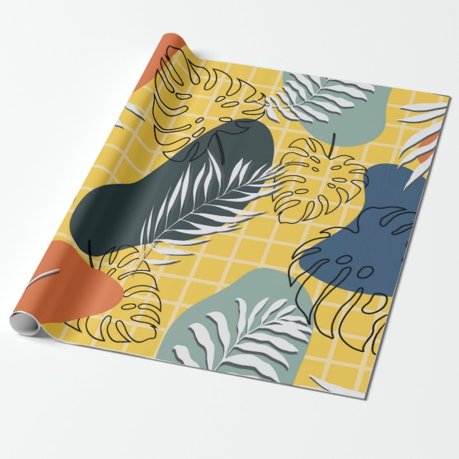 Papier Cadeau Memphis été sans soudure motif, formes abstraites  (Déroulé)