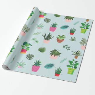 Papier Cadeau Ménages dans les casseroles et Feuilles verts