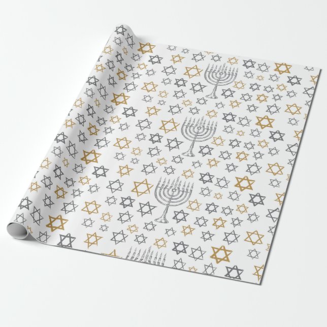Papier Cadeau Menorah de Hanoukka (Déroulé)