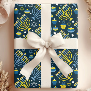 Papier Cadeau Menorah festive de Hanukkah & motif de Souccot