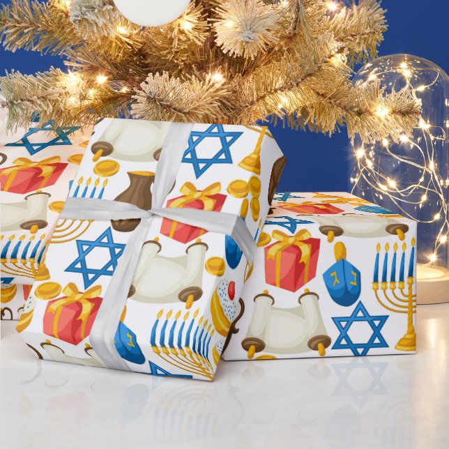 Papier Cadeau Menorah pour Hanukkah (Vacances)