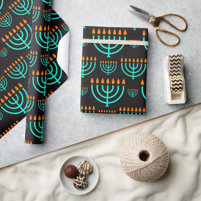 Papier Cadeau Menorahs de Hanouka  (Artisanat)