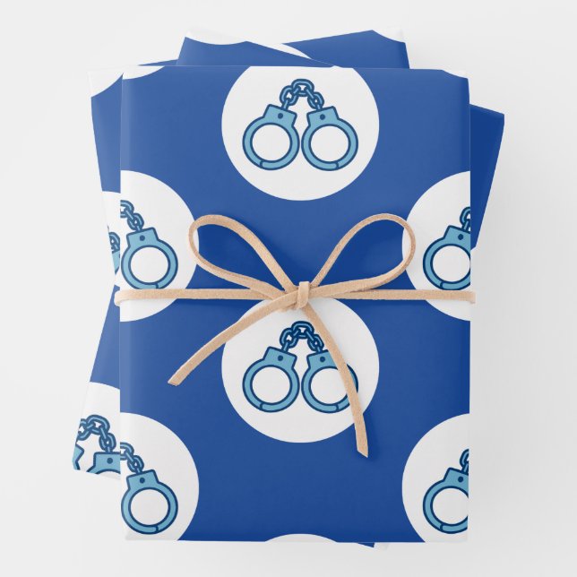 Papier cadeau Menottes de Police  (En situation)