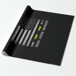 Papier Cadeau Mens Patriotic Electrician Dad American Flag Fars