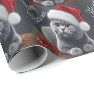 Papier Cadeau MeowChristmas British Shorthair Père Noël Cat